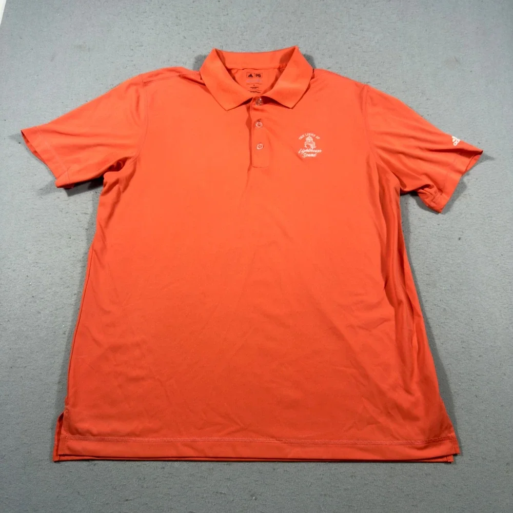 Adidas Puremotion Mens Orange Golf Polo Shirt The Links Lighthouse Sound Large
